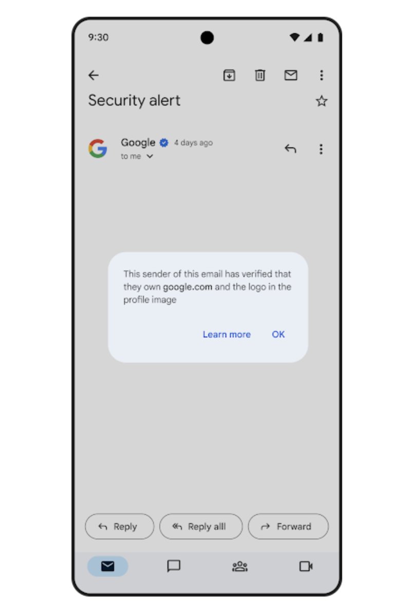 Snart kommer den blå verifieringsikonen synas i både Android- och Apple-telefoner. Foto: Skärmavbild Google Snart kommer den blå verifieringsikonen synas i både Android- och Apple-telefoner. Foto: Skärmavbild Google